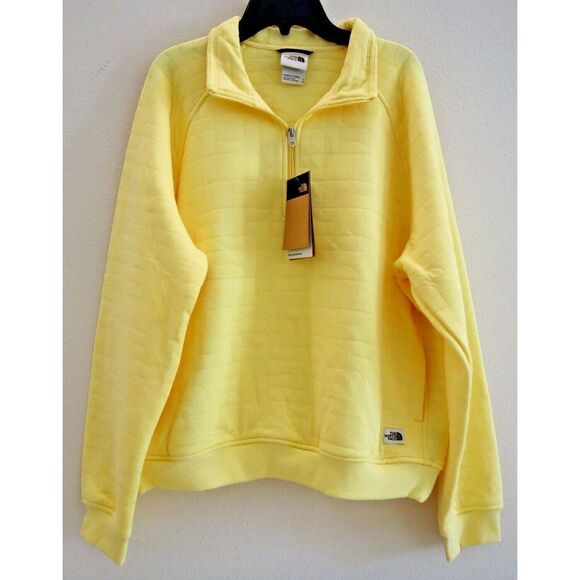 The North Face Women's Sz Large Yellow Longs Peak Quilted 1/4 Zip Jacket $139 - Picture 2 of 9